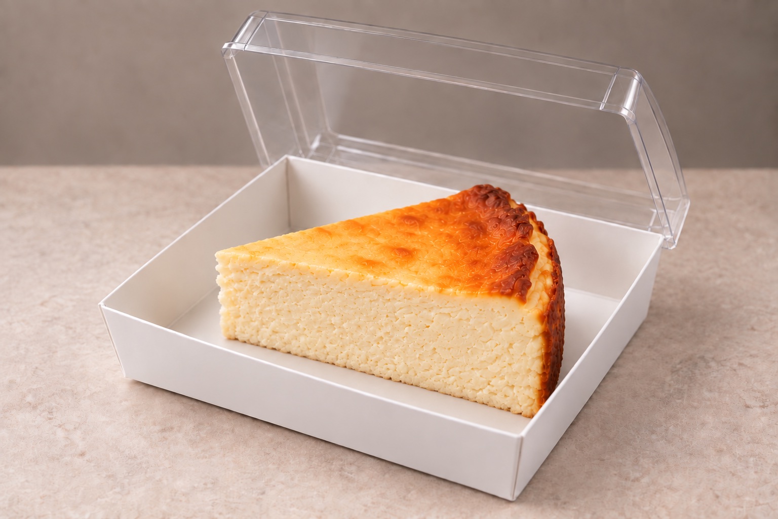 Classic Basque cheesecake slice